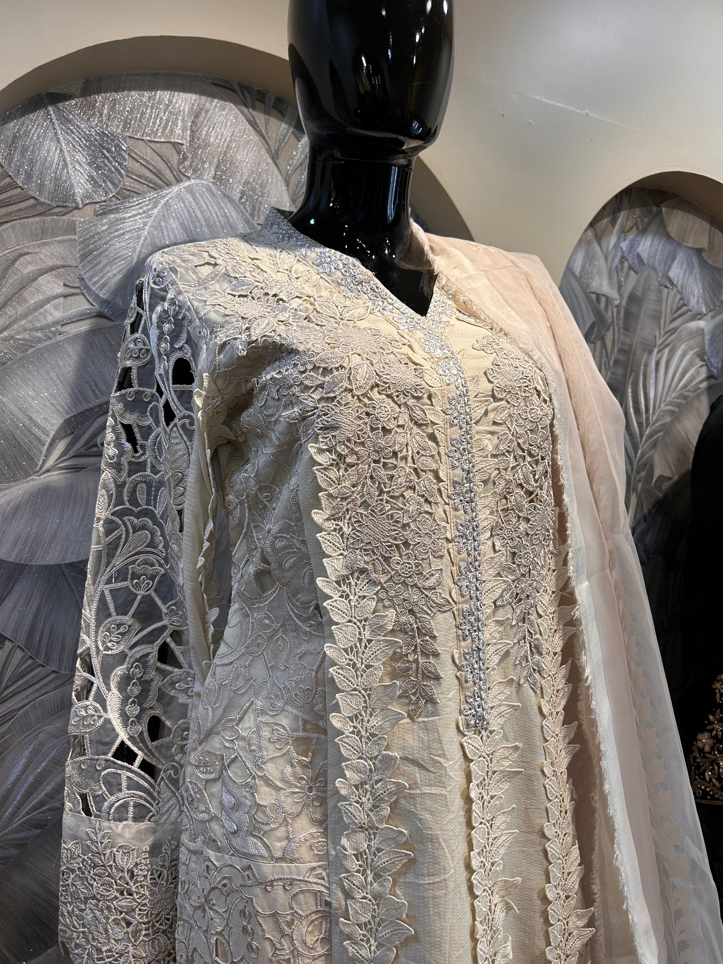 Warm Ivory Pakistani Suit with Dupatta
