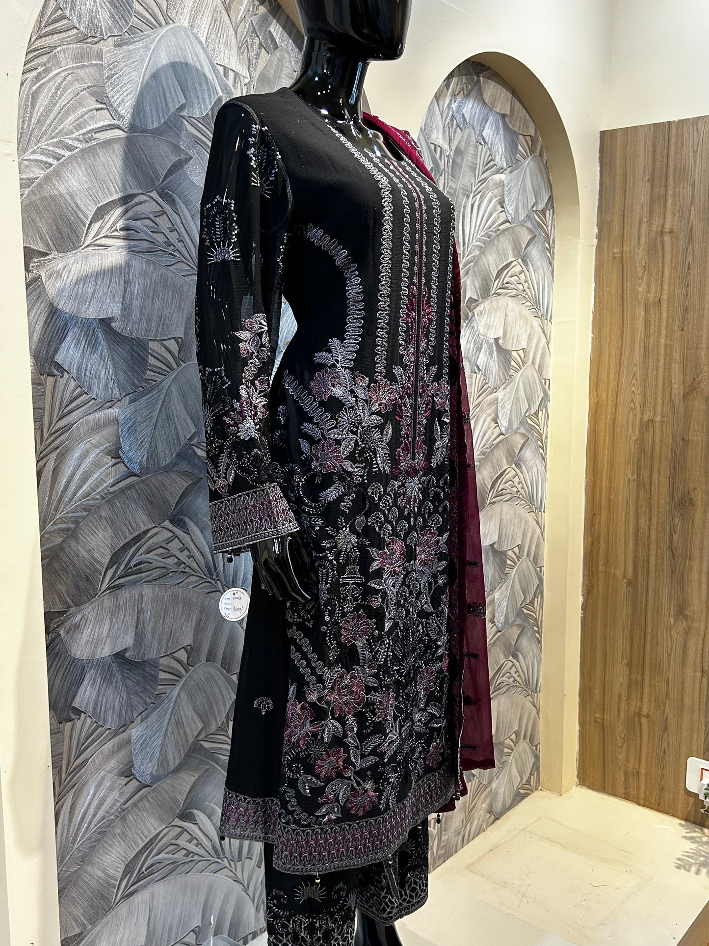 Black Georgette Embroidered Suit with Dupatta