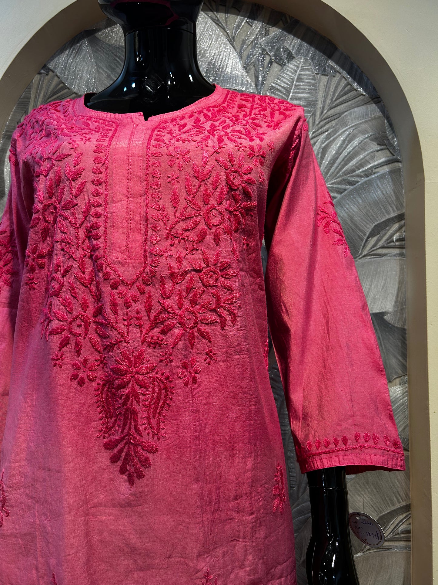 Blush Pink Chanderi Cotton Chikankari Kurta Set