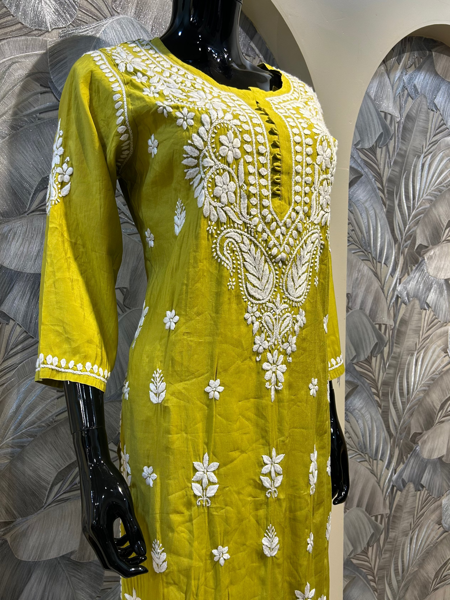 Citrine Cotton Chikankari Kurta Set