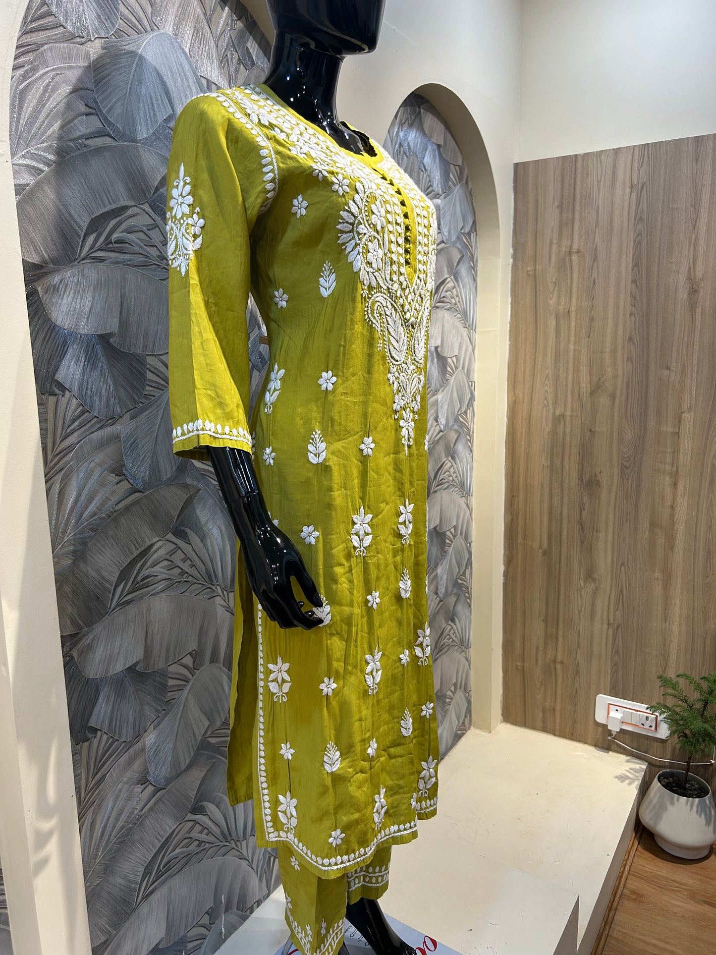 Citrine Cotton Chikankari Kurta Set