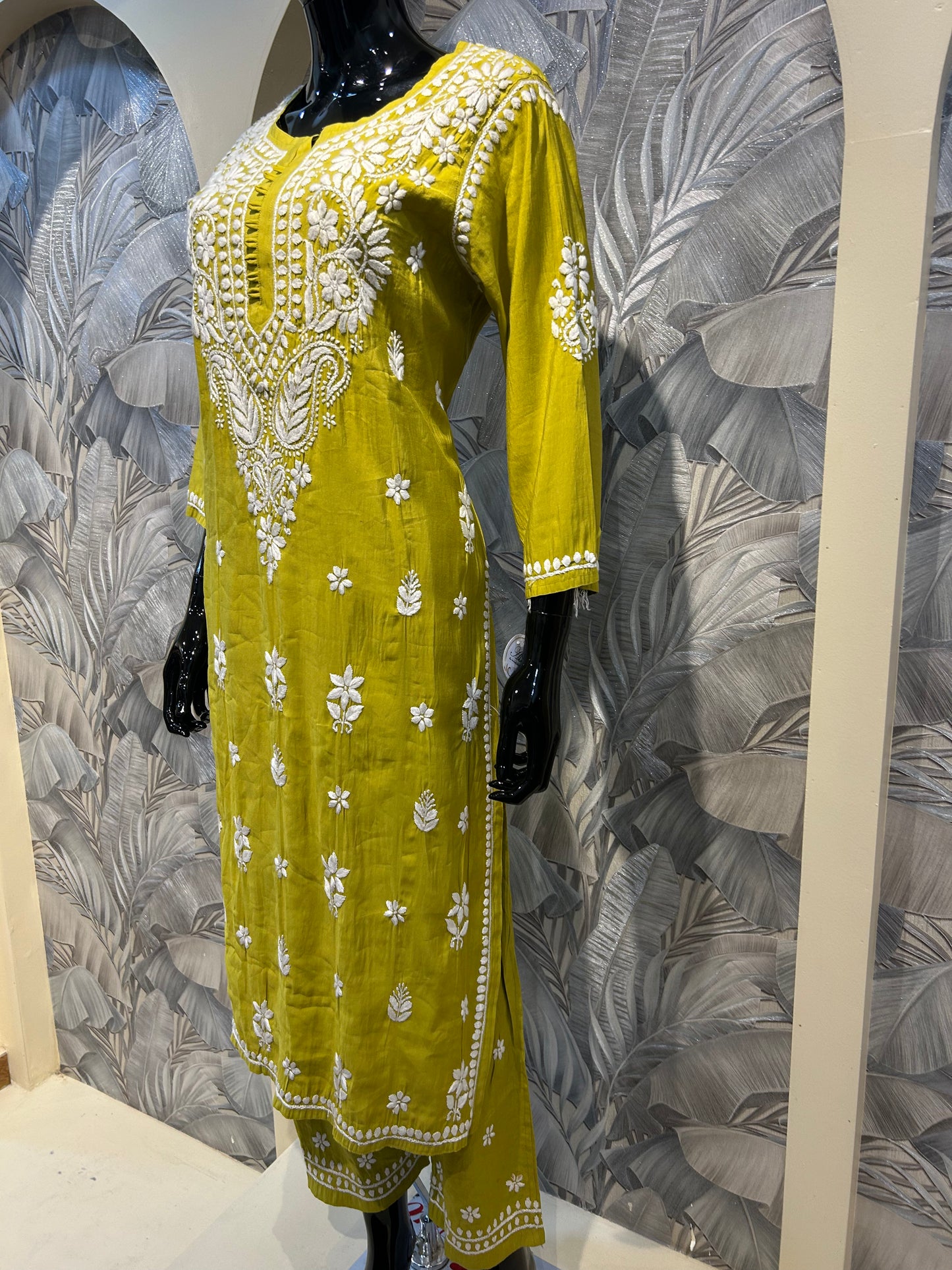 Citrine Cotton Chikankari Kurta Set