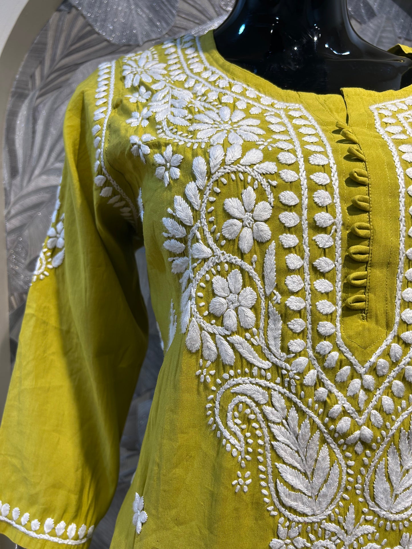 Citrine Cotton Chikankari Kurta Set