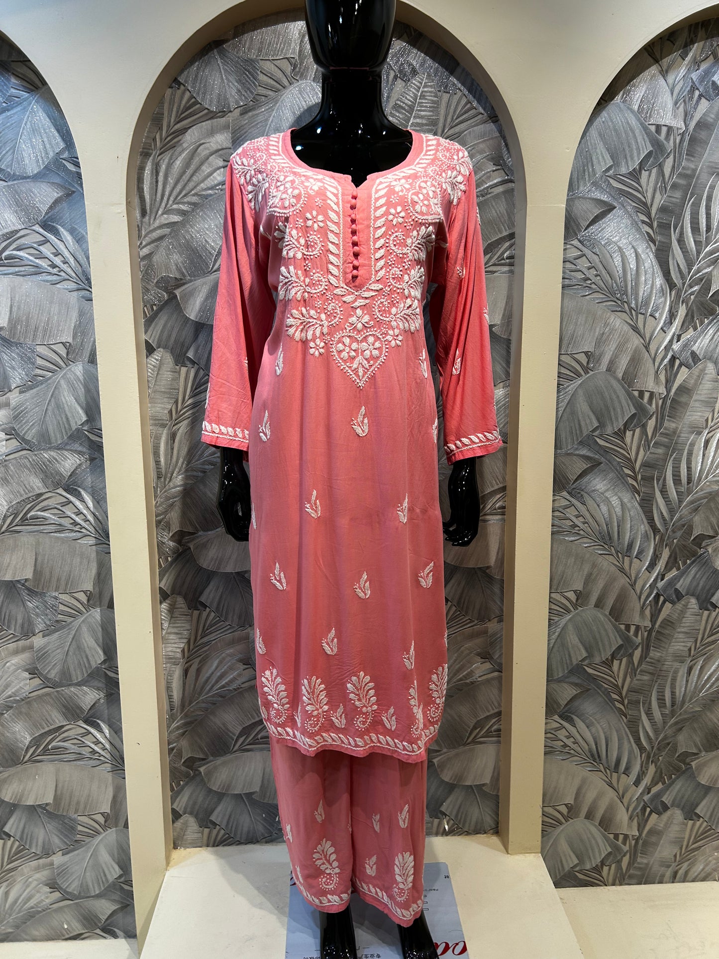 Tulip Pink Cotton Chikankari Kurta Set