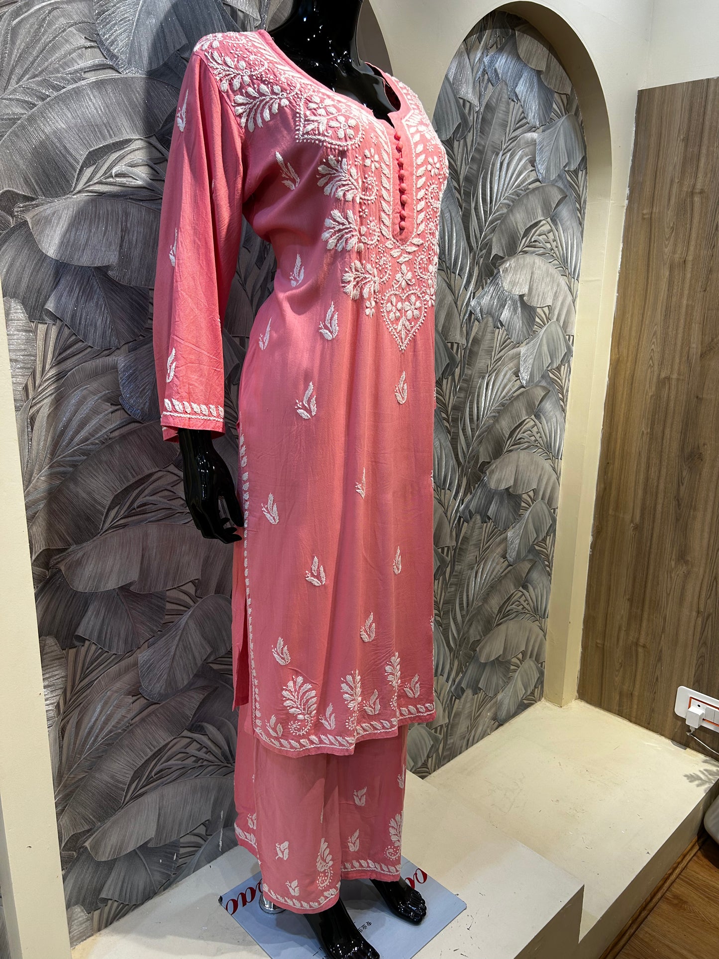 Tulip Pink Cotton Chikankari Kurta Set