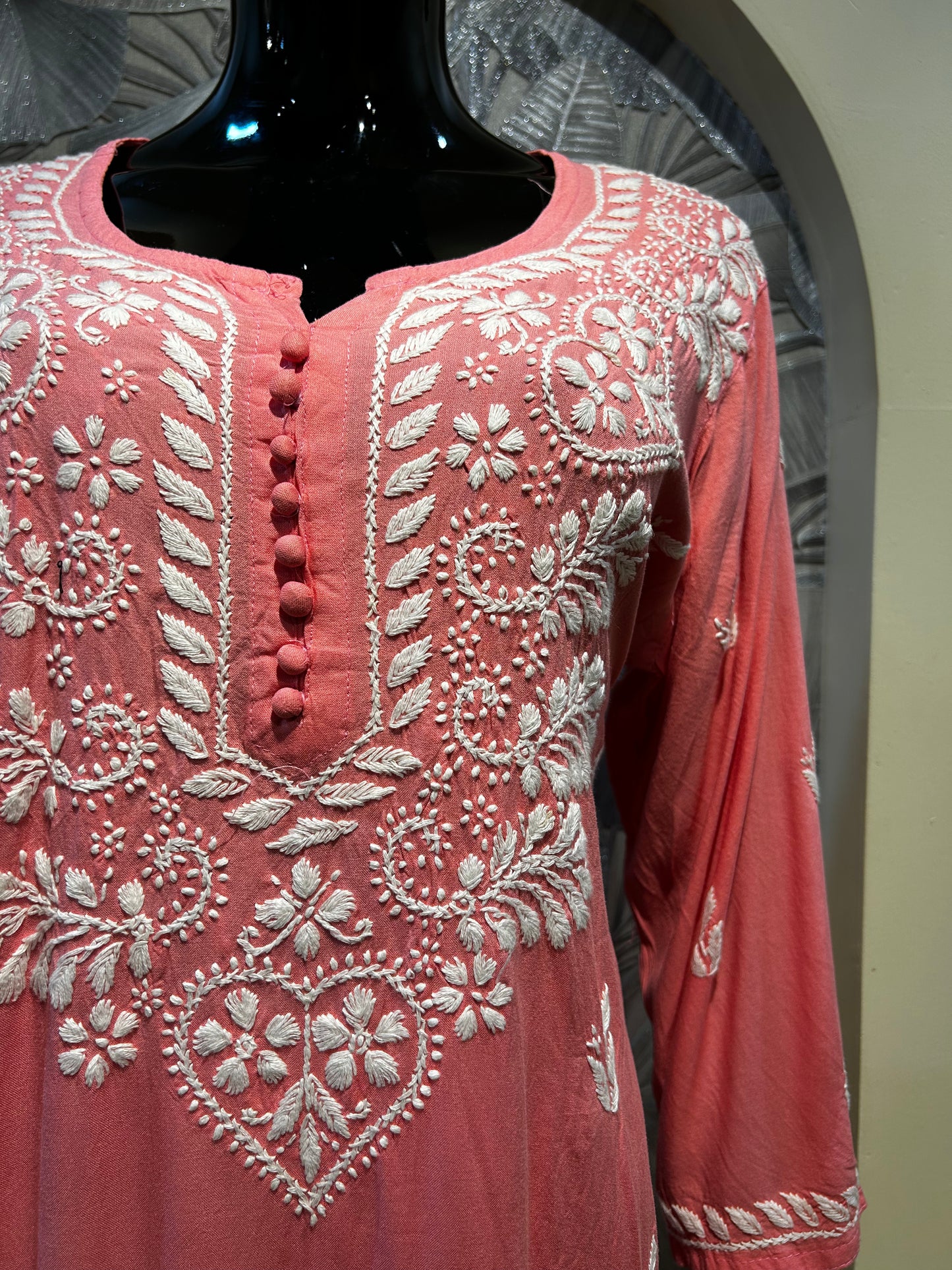 Tulip Pink Cotton Chikankari Kurta Set