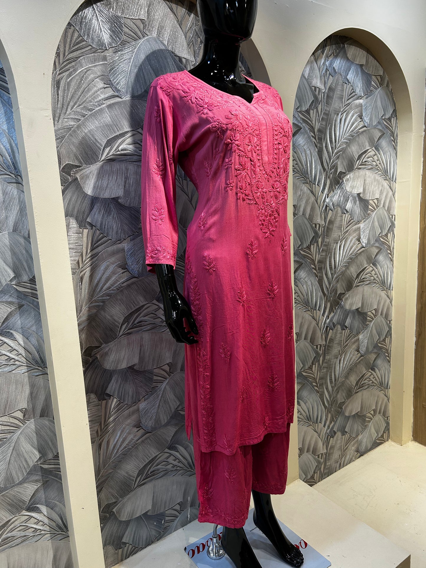 Ultra Red Cotton Chikankari Kurta Set
