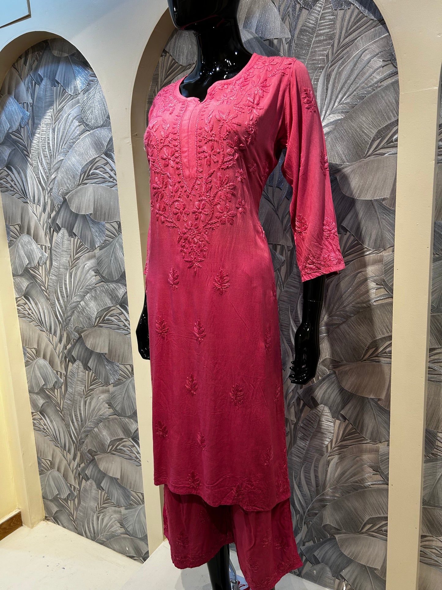 Ultra Red Cotton Chikankari Kurta Set