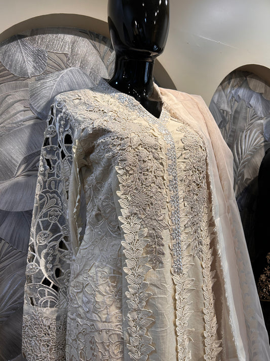 Warm Ivory Pakistani Suit with Dupatta