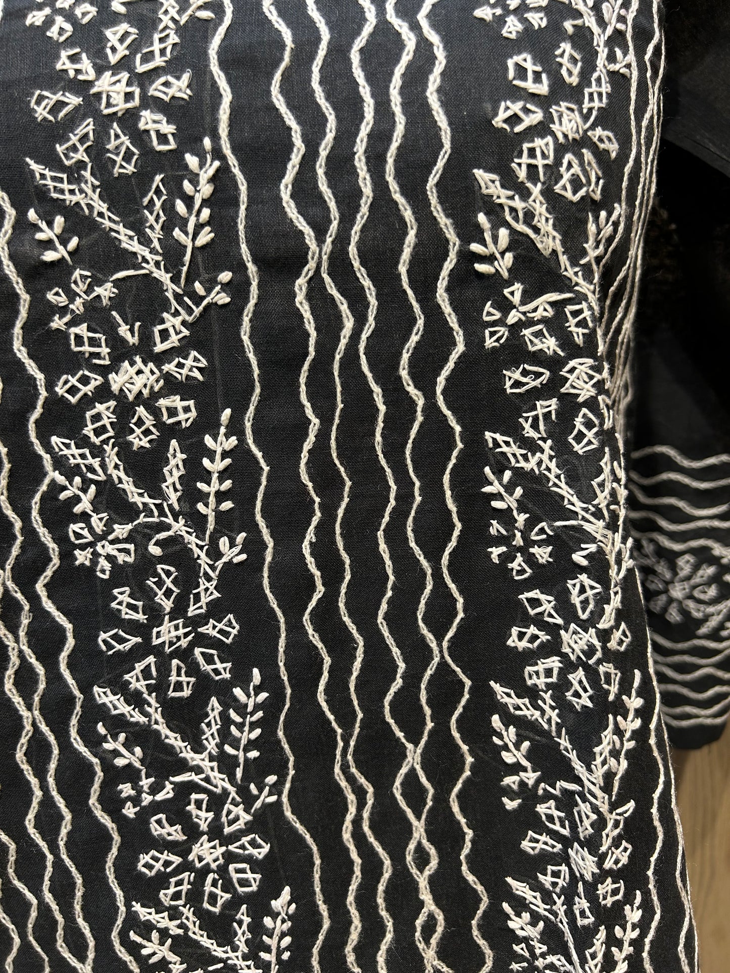 Black Cotton Hand-Embroidered Kurti