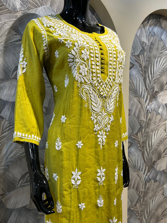 Citrine Cotton Chikankari Kurta Set