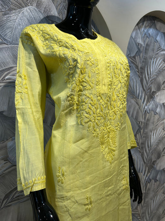 Lime Cotton Chikankari Kurta Set