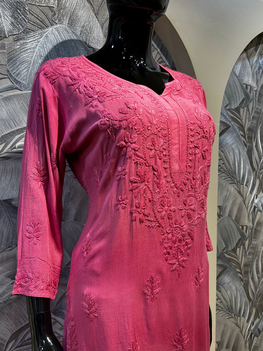 Ultra Red Cotton Chikankari Kurta Set